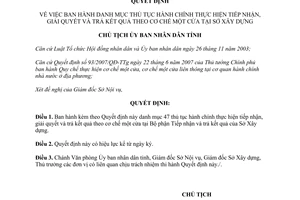 Quyết định 136/QĐ-UBND năm 2013 danh mục thủ tục hành chính thực hiện tiếp nhận