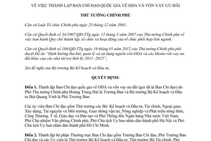 Quyết định 216/QĐ-TTg năm 2013 thành lập Ban Chỉ đạo quốc gia ODA và vốn vay