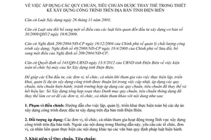 Hướng dẫn 52/HD-SXD áp dụng quy chuẩn tiêu chuẩn được thay thế trong thiết kế