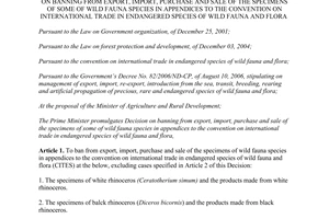 Decision No. 11/2013/QD-TTg on banning from export, import, purchase and sale