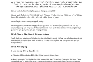 Quyết định 10/2013/QĐ-TTg quy định chế độ phụ cấp đặc thù cán bộ chiến sĩ