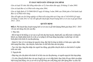 Quyết định 188/QĐ-UBND Quy hoạch mạng lưới cơ sở cưa xẻ gỗ Quảng Bình 2013