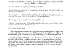 Quyết định 06/2013/QĐ-TTg chức năng nhiệm vụ cơ cấu Cổng Thông tin điện tử