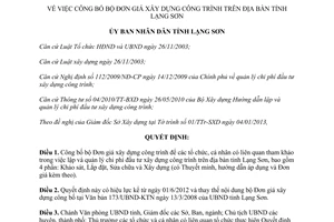 Quyết định 121/QĐ-UBND năm 2013 công bố Đơn giá xây dựng công trình tại Lạng Sơn