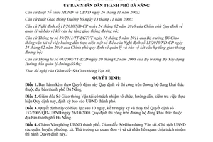 Quyết định 05/2013/QĐ-UBND thi công trên đường bộ đang khai thác Đà Nẵng