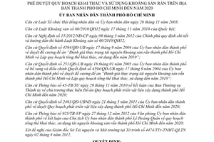 Quyết định 430/QĐ-UBND quy hoạch khai thác và sử dụng khoáng sản rắn TPHCM