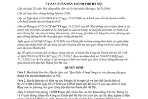 Quyết định 06/2013/QĐ-UBND Quy định hoạt động của phương tiện giao thông