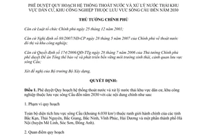 Quyết định 228/QĐ-TTg năm 2013 phê duyệt Quy hoạch hệ thống thoát nước xử lý