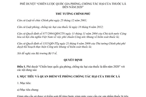 Quyết định 229/QĐ-TTg năm 2013 phê duyệt Chiến lược quốc gia phòng chống tác hại