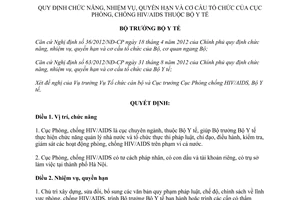Quyết định 288/QĐ-BYT năm 2013 chức năng nhiệm vụ quyền hạn Cục Phòng chống HIV