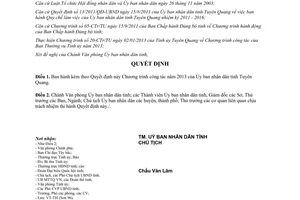 Quyết định 26/QĐ-UBND 2013 Chương trình công tác năm Tuyên Quang