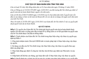 Quyết định 164/QĐ-UBND ủy quyền phê duyệt quyết toán dự án tỉnh Trà Vinh