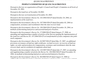 Decision No.08/2013/QD-UBND compensation assistance and resettlement when the state recovers land