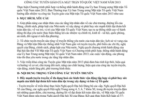 Hướng dẫn 80/HD-MTTW-BTT công tác Tuyên giáo của Mặt trận Tổ quốc Việt Nam 2013