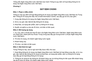 Thông tư 03/2013/TT-NHNN hoạt động thông tin tín dụng Ngân hàng nhà nước