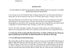 Hướng dẫn 1033/HD-STC-STP-SXD-STNMT-CT xác định lại tiền sử dụng đất giá đất tại thời điểm tính tiền sử dụng đất HCM