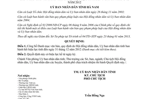 Quyết định 158/QĐ-UBND năm 2013 công bố Danh mục văn bản quy định hết hiệu lực