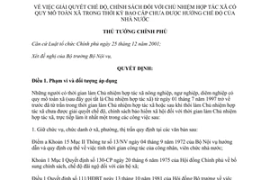 Quyết định 250/QĐ-TTg năm 2013 giải quyết chế độ chính sách Chủ nhiệm hợp tác xã