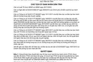 Quyết định 354/QĐ-UBND năm 2013 thủ tục hành chính Sở Giáo dục Hà Tĩnh