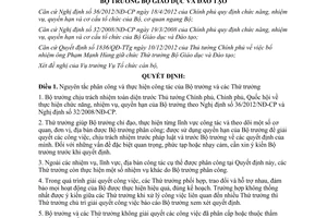 Quyết định 386/QĐ-BGDĐT năm 2013 phân công công tác Bộ trưởng Thứ trưởng BGD ĐT