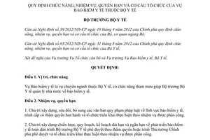Quyết định 345/QĐ-BYT năm 2013 chức năng nhiệm vụ quyền hạn cơ cấu Vụ Bảo hiểm