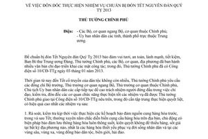 Công điện 201/CĐ-TTg đôn đốc thực hiện nhiệm vụ chuẩn bị đón Tết Nguyên đán