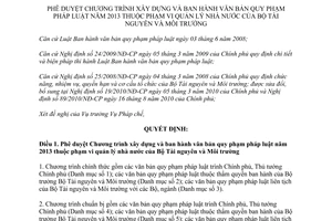 Quyết định 123/QĐ-BTNMT năm 2013 xây dựng ban hành văn bản pháp luật Bộ Tài nguyên Môi trường