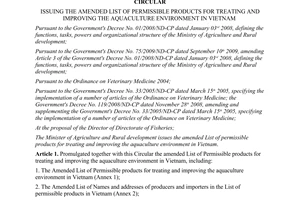 Circular No. 09/2013/TT-BNNPTNT issuing the amended list of permissible products