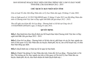 Quyết định 285/QĐ-UBND năm 2013 Kế hoạch thực hiện Chương trình Việc làm