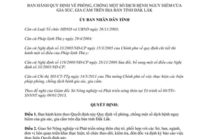 Quyết định 07/2013/QĐ-UBND Quy định phòng chống dịch bệnh nguy hiểm gia súcgia s