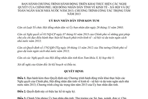 Quyết định 84/QĐ-UBND kinh tế xã hội dự toán ngân sách nhà nước Chương trình công tác trọng tâm 2013 Kon Tum
