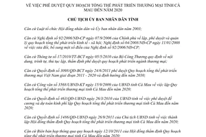 Quyết định 188/QĐ-UBND 2013 Quy hoạch Tổng thể phát triển thương mại Cà Mau đến 2020