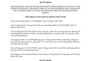 Quyết định 56/QĐ-UBCK năm 2013 Quy chế chuyển quyền sở hữu chứng khoán