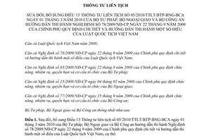 Thông tư liên tịch 05/2013/TTLT-BTP-BNG-BCA sửa đổi Thông tư liên tịch 05