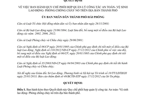 Quyết định 272/2013/QĐ-UBND quản lý an toàn vệ sinh lao động phòng chống cháy nổ Hải Phòng