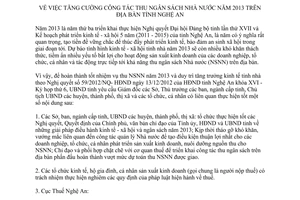 Chỉ thị 03/2013/CT-UBND tăng cường công tác thu ngân sách nhà nước Nghệ An