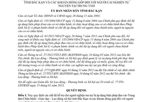 Quyết định 200/2013/QĐ-UBND chế độ hỗ trợ cho người nghiện ma tuý tại Bắc Kạn