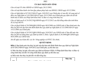 Quyết định 01/2013/QĐ-UBND mức thu thủy lợi phí trên địa bàn tỉnh Bình Định