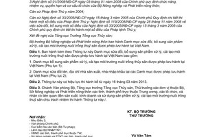 Thông tư 09/2013/TT-BNNPTNT Danh mục sửa đổi sản phẩm xử lý cải tạo môi trường