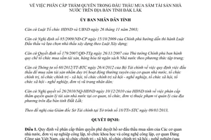 Quyết định 06/2013/QĐ-UBND phân cấp thẩm quyền trong đấu thầu mua sắm tài sản