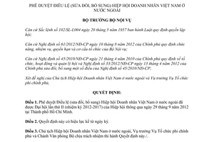 Quyết định 81/QĐ-BNV phê duyệt Điều lệ sửa đổi bổ sung Hiệp hội Doanh nhân