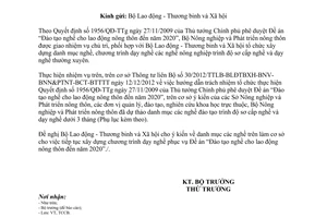 Công văn 429/BNN-TCCB danh mục nghề đào tạo trình độ sơ cấp dạy nghề