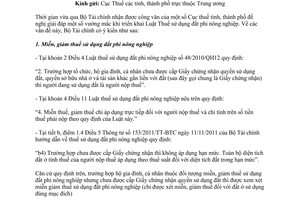 Công văn 1990/BTC-TCT chính sách thuế sử dụng đất phi nông nghiệp