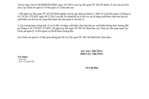 Công văn 118/GSQL-GQ3 hướng dẫn xử lý hàng xuất khẩu tồn đọng