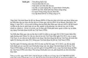 Công văn 1045/BKHĐT-KTĐN thực hiện Văn kiện Quan hệ đối tác Việt Nam VPD