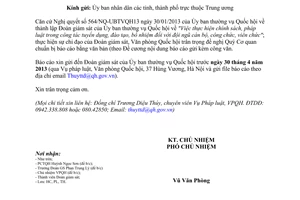 Công văn 308/VPQH-TH năm 2013 báo cáo Đoàn giám sát Ủy ban thường vụ Quốc hội