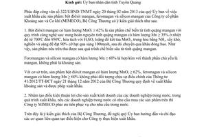 Công văn 1476/BCT-CNNg xuất khẩu bột điôxit mangan, feromagan và silicon