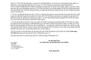 Công văn 31/BXD-KHT báo cáo kế hoạch năm 2013