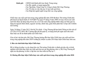 Công văn 1594/BCT-KHCN hướng dẫn thực hiện Chiến lược sản xuất sạch hơn