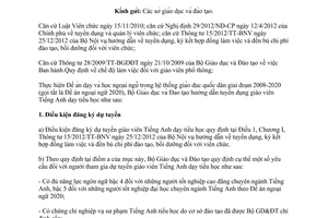 Công văn 1240/BGDĐT-NGCBQLGD 2013 hướng dẫn tuyển dụng giáo viên Tiếng Anh dạy tiểu học